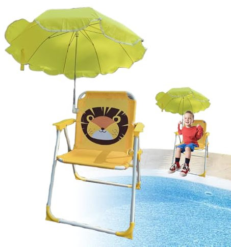 Dopsyesn Silla De Playa para Niños con Sombrilla | Silla Plegable Infantil con Parasol Resistente Al Viento,Asiento De Resistente Al Viento con Parasol para Actividades Exteriores En Viajes Jardín