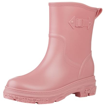 Bottes de pluie pour femme - En caoutchouc - Bottes mi-hautes - Imperméables - Vintage - En caoutchouc - Légères - Pour l'extérieur et le jardin - Bottes larges - Bottes de pluie à enfiler