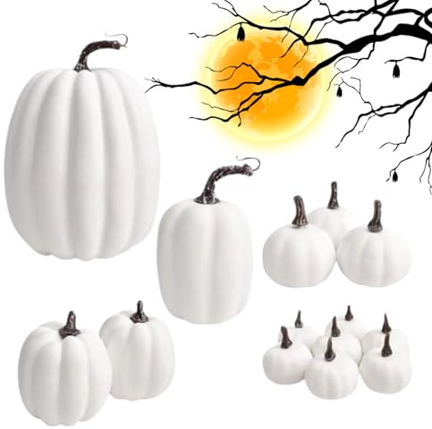 Generico Zucche Finti | Decorazioni Artificiali Autunnali Halloween,14 Pezzi Addobbi Halloween Autunno per Feste Portico Interno Esterno Festività