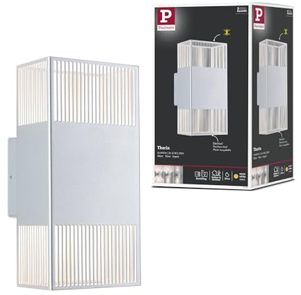 Paulmann 71253 LED Wandleuchte Tharin IP44 3000K 120x104mm 2x3,7W Silber