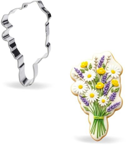 Fangleland Emporte-pièce en forme de bouquet de fleurs sauvages - Emporte-pièce en acier inoxydable pour femme, anniversaire, fête prénatale, fête nuptiale, fête, fleurs, bricolage, accessoires de