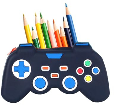 LearnLyrics Video Game Organizer Pouch - Zippered Stationary Holder, Boys Girls School Supply, Large Capacity Storage Box, Student Accessory Gadget | Office Desk Container for Children Teenagers