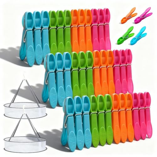 60 PCS Pegs for Washing Line with Bag, Laundry Clothes Pegs Non Slip Washing Line Pegs Plastic Clothes Peg for Indoor Outdoor Drying
