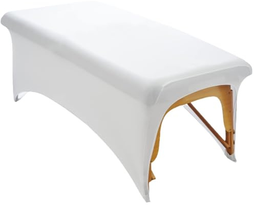 Copri lettino da massaggio in poliestere morbido, coprimaterasso protettivo elastico antiscivolo per lettino di bellezza per estensione ciglia, massaggio spa, salone di bellezza, bianco
