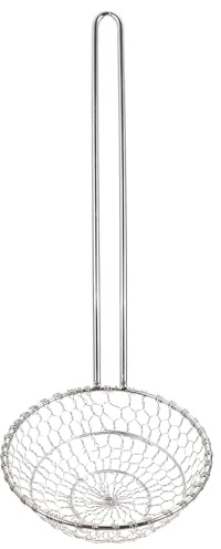 Ipetboom Espumadera Metálica para Freír de Acero Inoxidable Plateada Mango Largo Cuchara Coladora de Cocina para Escurrir Alimentos y Freír Adecuado para Sopas Verduras y Frituras