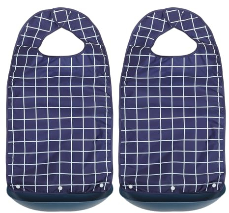 Gatuida 2pièces Tablier Imperméable pour Adultes Bavoirs Réutilisables avec Récupérateur de Miettes Protection pour Vêtements Lors des Repas