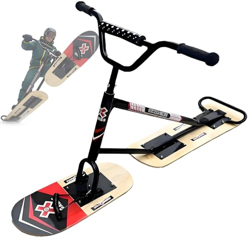 vnmudzeo Motoslitta Premium, Slitta da Snowboard con Portata 150 Kg/150 kg, Motoslitta di Categoria Superiore con Rotazione A 360°, Sci da Neve Professionali Fuoristrada Wood