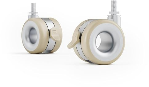 FITUEYES Rollen 4er-Set mit Bremse, M8 Gewinde, bis 80 kg, Morandi Grau | 360° Lenkrollen mit Bremse für Möbel, TV Ständer, Regale und Geräte