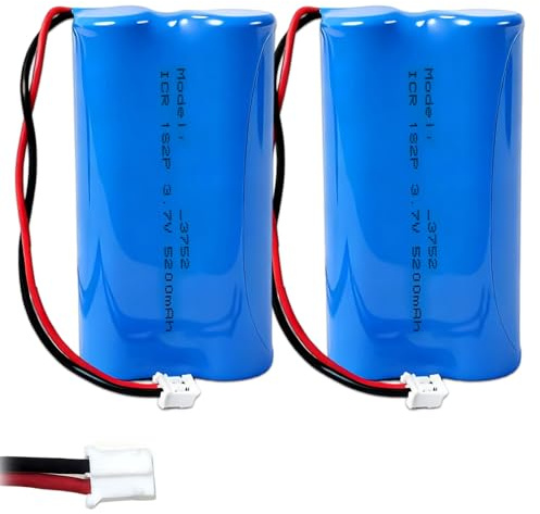 Lot de 2 batteries au lithium polymère rechargeables 3,7 V 5200 mAh avec connecteur PH2.0/2P, pour jouets, produits électroniques DIY, éclairage, veuillez vérifier la polarité avant l'achat