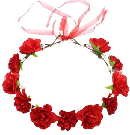 Blomkrans bröllop brudtärna hårband, kvinnors krona i simulerat tyg, blommor för fotografering strand (färg1)