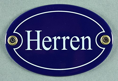 Buddel-Bini Emaille Türschild Herren blau oval 7x10 cm Schild Emailleschild Metallschild Blechschild KloTürschild ToilettenTürschild WC