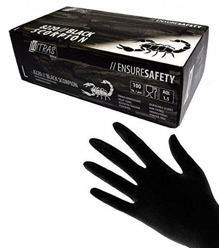100 Stk. Nitras BLACK SCORPION Latex-Handschuhe SCHWARZ Gr.S Einmalhandschuhe 8220