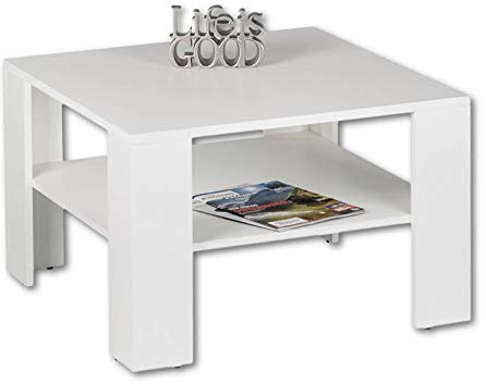 JOKER MINI Couchtisch in Weiß - platzsparender Sofatisch mit Ablage für Ihren Wohnbereich - 70 x 44 x 70 cm (B/H/T) | Platzsparender Wohnzimmertisch mit Stauraum auf zwei Ebenen, schlichtes Design, für Wohnzimmer, Wohnbereich, modern