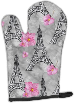Caroline 's Treasures bb7503ovmt Watercolor Pink Blumen Eiffelturm verziert Ofenhandschuh, 30,5 x 21,6 cm Multicolor