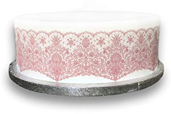 Top That Essbares Deko-Band, rosa Spitzeneffekt, perfekt für größere Kuchen, einfach zu verwenden