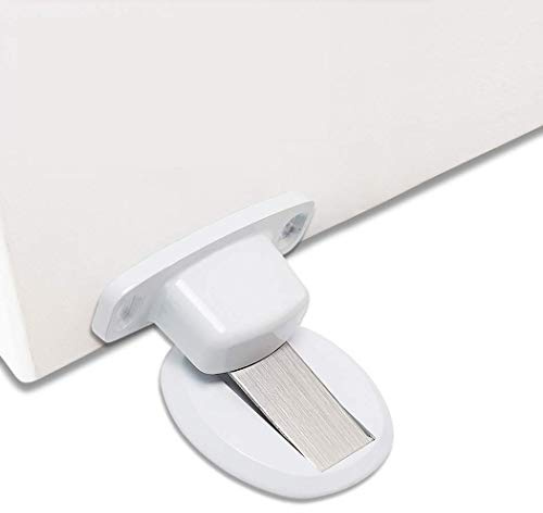 PHOEWON forte magnétique butée de porte en métal arrêt de porte résistant à la porte avec 3M vis auto-adhésives de dissimulation montées au sol, 2 Pièce, Blanc