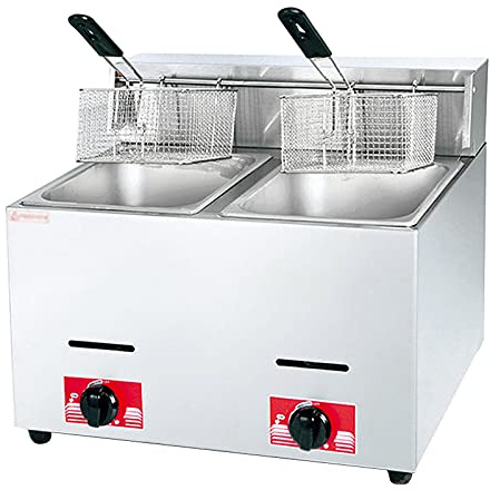 6L/12L Friteuse à Gaz Commerciale, Machine à Frire Professionnelle de Cuisine de Comptoir à Gaz de Grande Capacité en Acier Inoxydable pour Les Restaurants à Frites, Les Stands de Restauration Rapid
