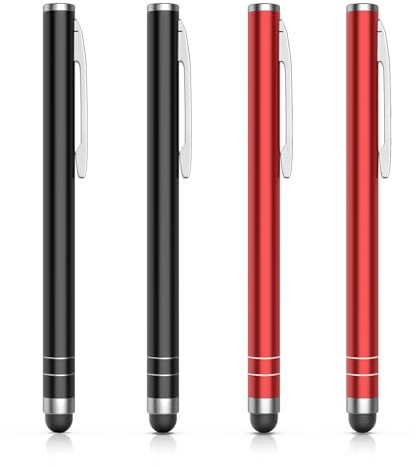 MoKo Stylus Pen(4PCS), Universal Capacitive Touch Screen Rubber Tip Digital Pen Compatible with iPad, iPhone, Samsung, Kindle, All Capacitive Touch Screen Devices Smartphones & Tablets, Black+Red