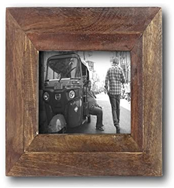 LS-LebenStil XL Vintage Wand Bilderrahmen Fino - Fundholz Recycelt - Rustikal Braun - 15x15cm - Retro Fotorahmen Leerrahmen für Leinwand Bilder Passepartouts zum Aufhängen Collage Photo Frames