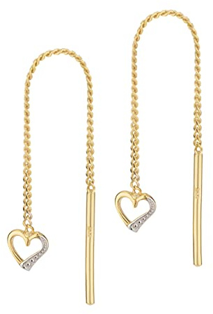 NKlaus Durchzieher für Damen 333 Gelb Gold 8 Karat, 36mm hängendes, 2 Stück