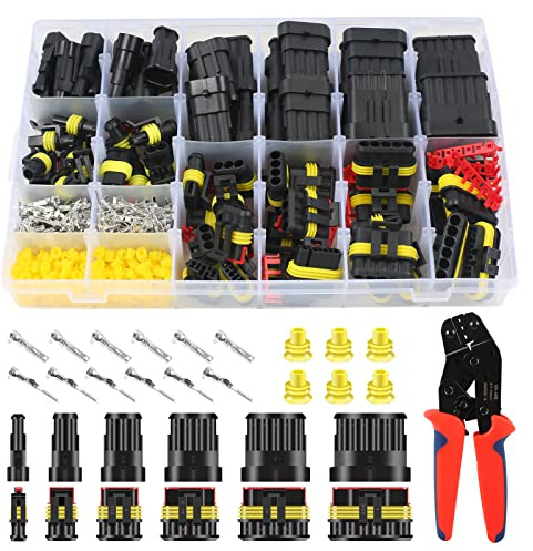 Easyhomie 708pcs Waterproof Car Cable Connectors, 1/2/3/4/5/6 Pin Electrical Terminal Connectors with Crimping Tool for Automobiles, Motorcycles and other Vehicles