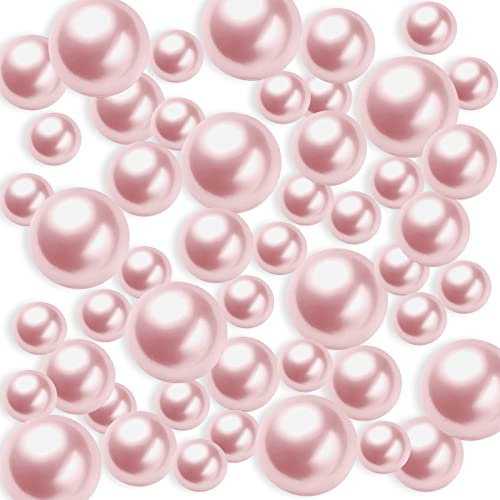 Schwimmende Perlen für Vasenfüller, 150Pcs Kunstperlen, Floating Pearls, Perlen Ohne Loch, Kunststoffperlen für Vasen DIY-Basteln Karneval Fasching Deko,8/14/20mm (Hellrosa)