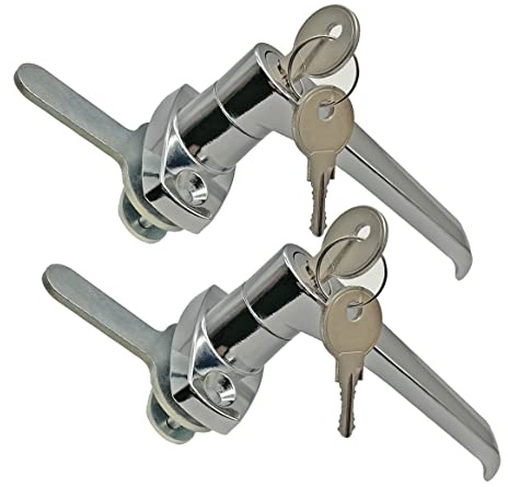 PUROCEAN 2 Sets Level Handle Cam Lock,L-Type Locking Door Handle,Cabinet Handle Lock