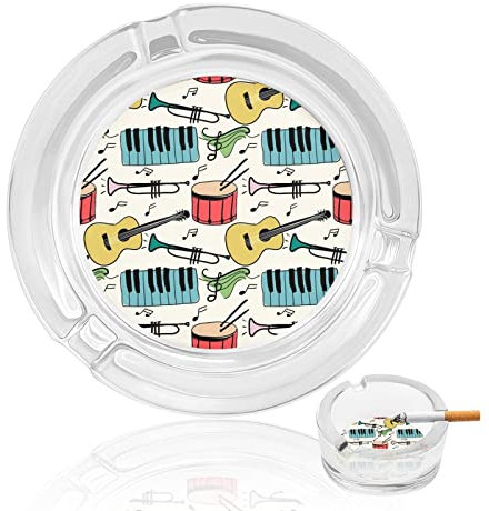 Ashtrays For Cigarettes Piano Guitar Drum Pattern Crystal Glass Ash Tray Smoking Ashtray Holder For Home Hotel Office Table Top