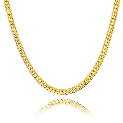 Hoisy Halskette Männer, Panzerkette Edelstahl Gold Hummerschere Bordstein Größe 76CMx6MM Herren Ketten Schmuck Halskette