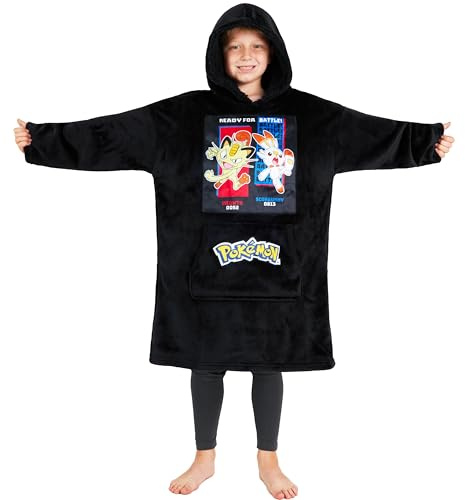 Pokémon Felpa con Cappuccio Bambini Adolescenti, Anime Gengar Pikachu Coperta Indossabile Pile con e Senza Cuscino Integrata