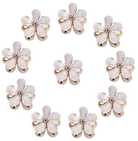 Vesaneae Mini-Haarspangen mit Diamant, Blumenform, rutschfest, Haarspange aus Metall, dekorativ, für Mädchen (weiß)