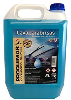 Limpiaparabrisas Líquido 5 Litros | Protección hasta -9 °C | Limpieza Efectiva y Anticongelante para Parabrisas | Uso Profesional y Doméstico