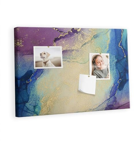 Tulup Memoboard 60x40 cm Leinwand Pinnwand Reise-Tracker Korkbrett Küche Tourkarte - Marmorabstraktion