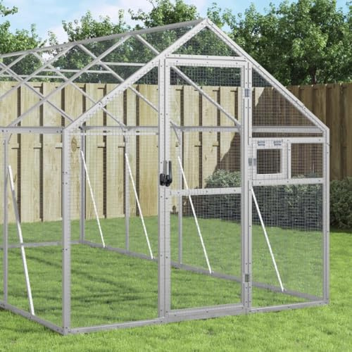 NITCA Vogelvoliere Außen Winterfest Papageienkäfig Groß XXL Alu Voliere Bausatz 1,79x8x1,85 m Vogelkäfig Wellensittiche Abschließbare Tür und Fenster