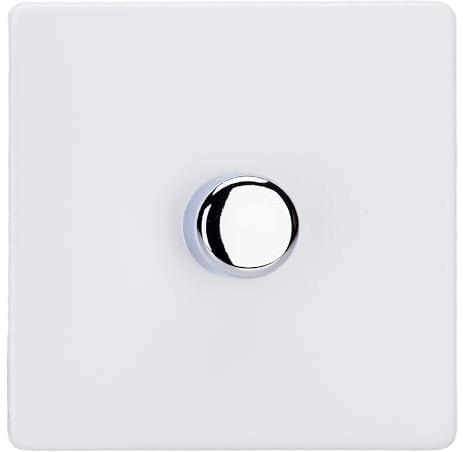 Varilight Single V-Pro Multiway Dimmer 1 x 120W LED - Screwless Primed Paintable With Polished Chrome Knob JDYM101S.PD