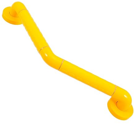 Amosfun Stainless Steel Bathroom Safety Grab Bar Handrail 135-degree Non-Slip Toilet Support for Elderly and Disabled 300x300mm Yellow Wall-Mounted