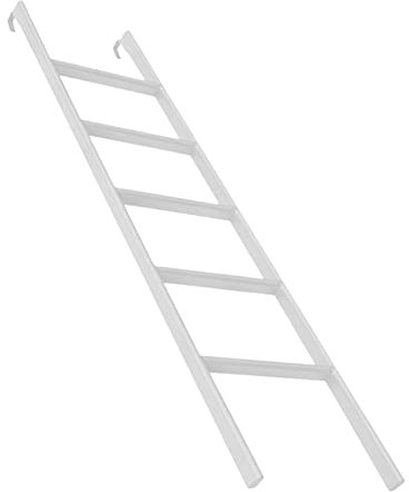 Kinder-Etagenbettleiter, 150 cm/160 cm/180 cm hoch, weißes Metall, Kletterleiter für Innenwohnheim, Zimmer, Wohnung, Bodenständer, Trittleiter mit 2 Haken (Farbe: Silber, Größe: 1,5 m) (Weiß 1,65 m)