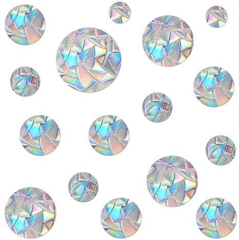 64-Stück Prisma-Fensteraufkleber für Vogelschläge, Antikollisionsaufkleber, verhindern, dass Vögel in Fenster fliegen, Kreisstil