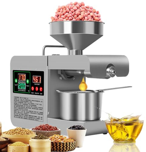 Oil Expeller Presser Machine, 820W Commercial Stainless Steel Electric Oil Press Machine, Temperature Adjustable, for Nuts, Walnut, Linseed, Almond, Rapeseed - Intelligent Control