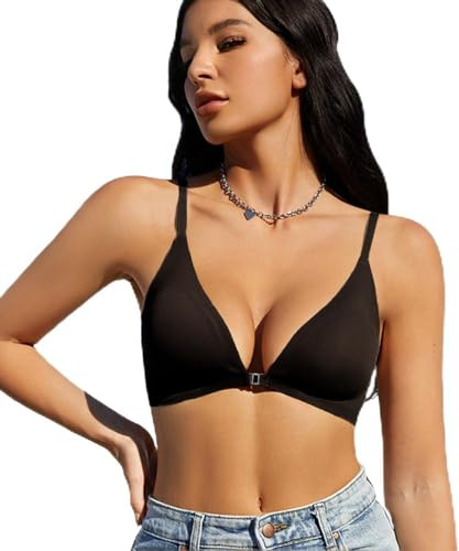 HSAJS Soutiengorge sans Armature Triangle Pushup Confortable Bretelles Réglables Maintien Optimal Sousvêtement Quotidien Classique Balconnet Minimiseur