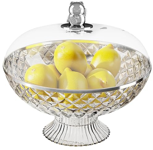 Bol à Fruits Avec Couvercle en Plastique Transparent 10,2 Pouces - Décoratif pour Comptoir de Cuisine - Panier pour Fruits, Produits, Légumes