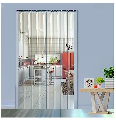 PVC Lamellen Streifenvorhang Streifentürvorhang, 1,2 mm, durchsichtiger PVC-Vorhangstreifen, wärmeisolierter transparenter PVC-Lamellenvorhang für Industrie, Garage