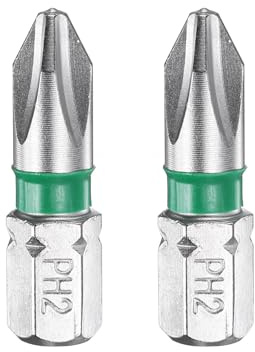 sourcing map 2pcs Phillips Screwdriver Bit PH2 1/4 Hex Shank 25mm/1 Length Magnetic Cross Head Hex Bits S2 Steel Electric Screw Driver Bit