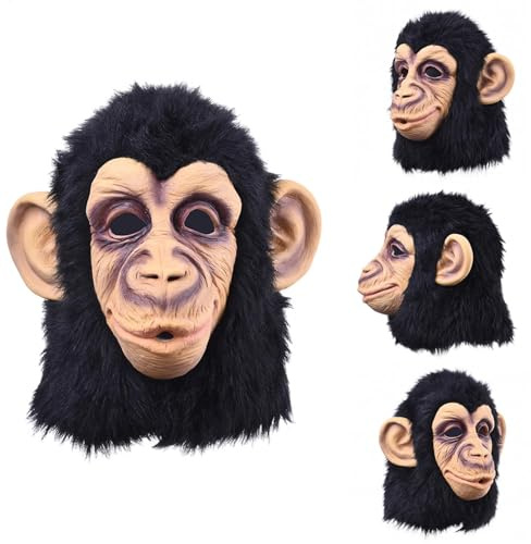 Masque De Singe Réaliste - Costume De Chimpanzé | Chimp Masque Pour Les, Costume Latex De Latex Animal Singe Chimpanzé, Masque Anmal Sauvage Adulte, Chimpanzé Humoristique Noir Masque