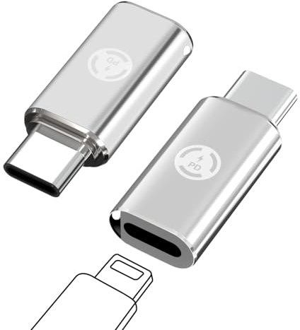 2PCS Lightning Kabel USB C Adapter mit 27W Laden und 480Mbps Datenübertragung auf USB C für iPhone16/16 Pro/16 Pro MAX (Silber)
