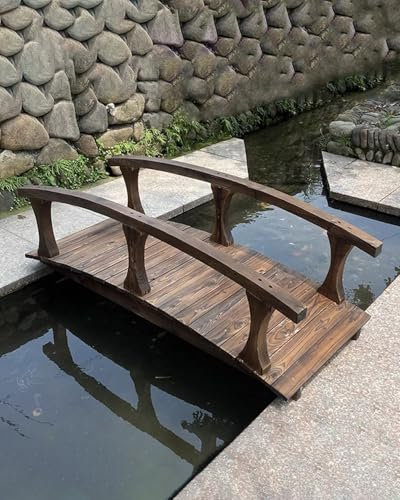 ZIMGOD Puente Jardín 1,4 1,8m de Largo Puentes para Estanques al Aire Libre, Puentes Rústicos para Jardín, Decoración de Estanques, Pasarela Resistente para Patio con Césped(180cm (6ft))