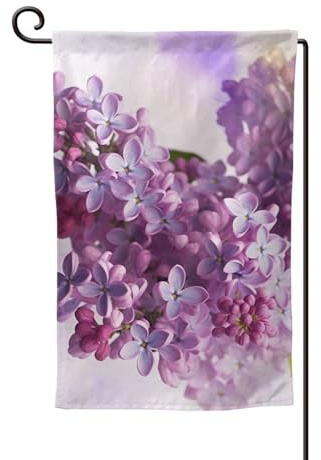 Drapeau de jardin vertical double face avec fleurs lilas 30,5 x 45,7 cm - Printemps été saisonnier - Décoration à suspendre - Taille unique