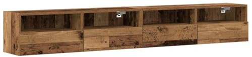 vidaXL TV-Wandschrank 2 pcs Altholz 100 x 30 x 30 cm Holzwerkstoff, Moderner rechteckiger Wand-Montage Schrank, stylisches TV-Regal für Wohnzimmer, langlebiges Möbelstück