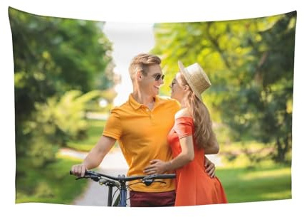 Gudina Personalisierter Wandteppich mit Bild, Text, Namen, Wandteppiche für Heimdekoration, Wohnzimmer, Schlafzimmer, Hochzeitsteppich, Familie, Gedenkgeschenk - 75 * 100cm