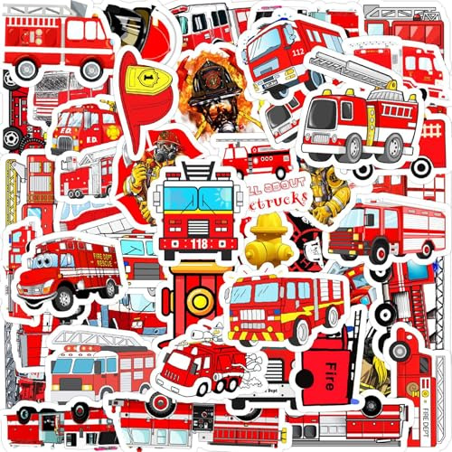 ParPix 50 Stück Feuerwehr Sticker, Groß 6cm Kinder, Geburtstag, Deko Aufkleber